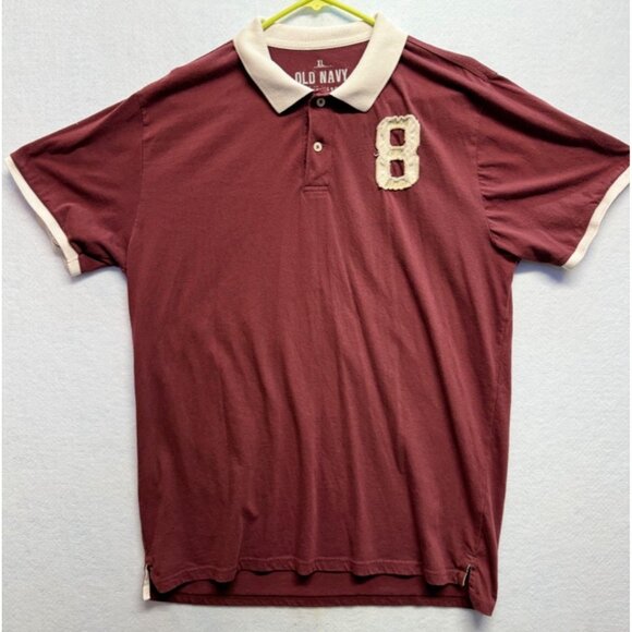 Old Navy Varsity 8 Short Sleeve Polo Slim Fit Maroon Size XL - Picture 1 of 9